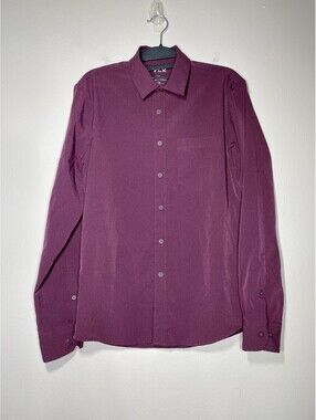 FLX Tech Button Up Shirt Gorpcore Urban Commuter Maroon S